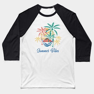 Summertime - Retro Summer Vibes (Blue) Baseball T-Shirt